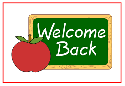 Apple and chalkboard with text Welcome Back